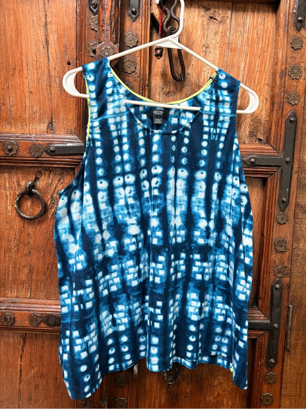 Simply Vera Vera Wang XXL Sleeveless Tank Top – Blue Tie-Dye Print Like New